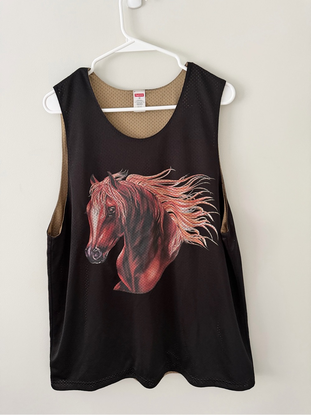 Supreme Black Tank Top with Red Horse Graphic